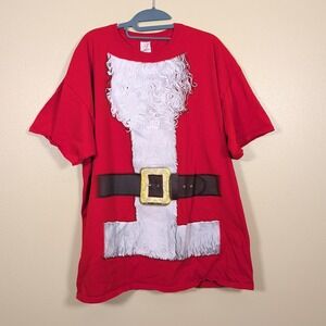 Men's 2XL Short Sleeve Santa Shirt Red Holiday Christmas T-shirt